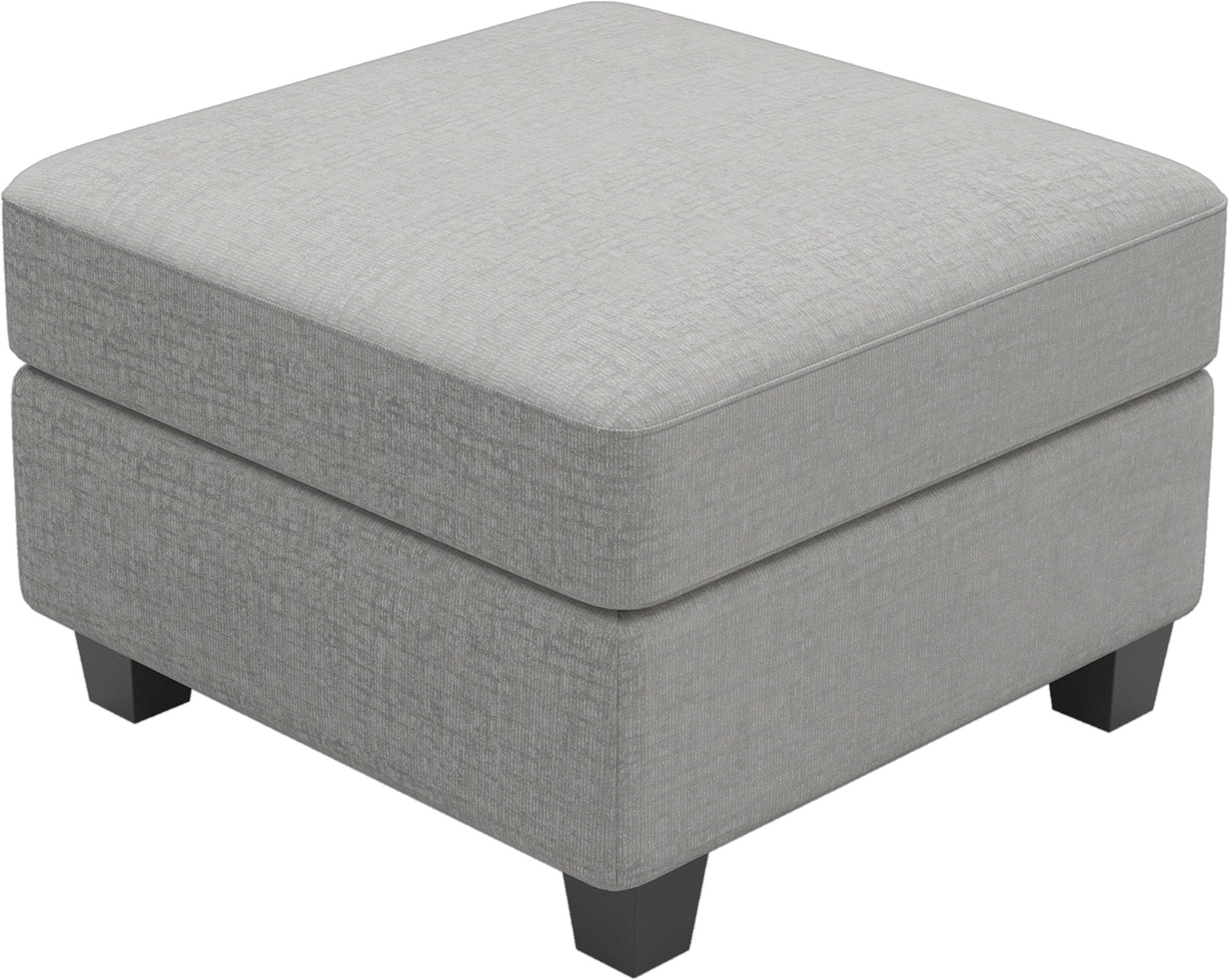26" Light Gray and Black Chenille Storage Ottoman