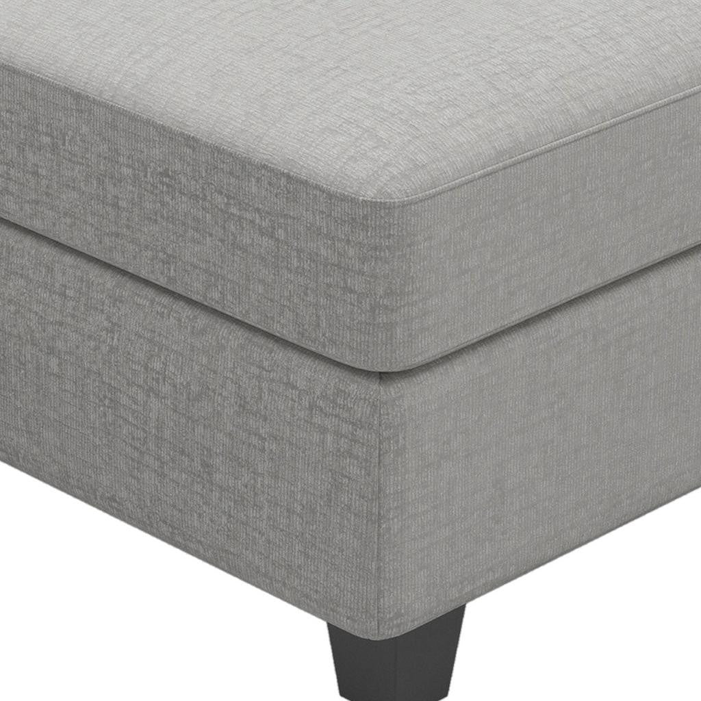 26" Light Gray and Black Chenille Storage Ottoman