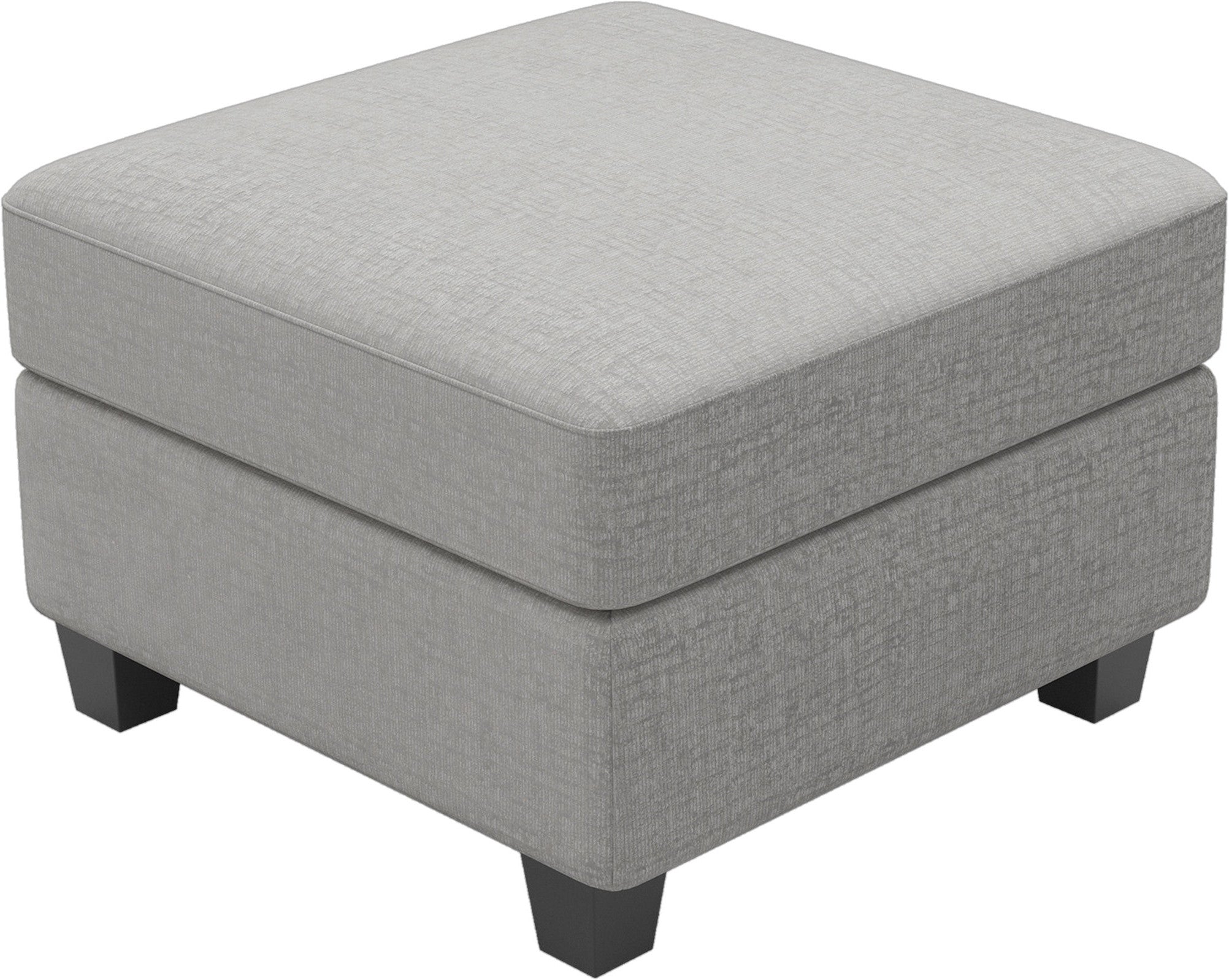 26" Light Gray and Black Chenille Storage Ottoman