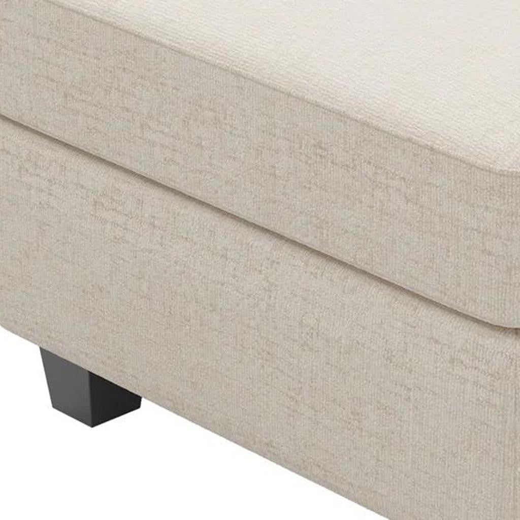 26" Beige and Black Chenille Storage Ottoman