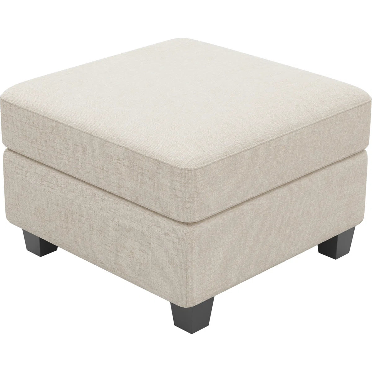 26" Beige and Black Chenille Storage Ottoman
