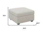 30" Beige and Black Chenille Storage Ottoman