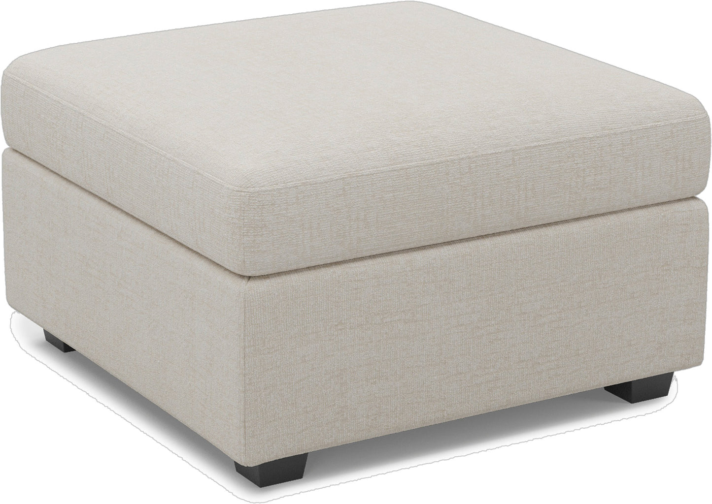 30" Beige and Black Chenille Storage Ottoman