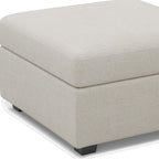 30" Beige and Black Chenille Storage Ottoman
