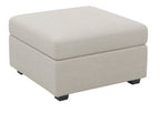 30" Beige and Black Chenille Storage Ottoman
