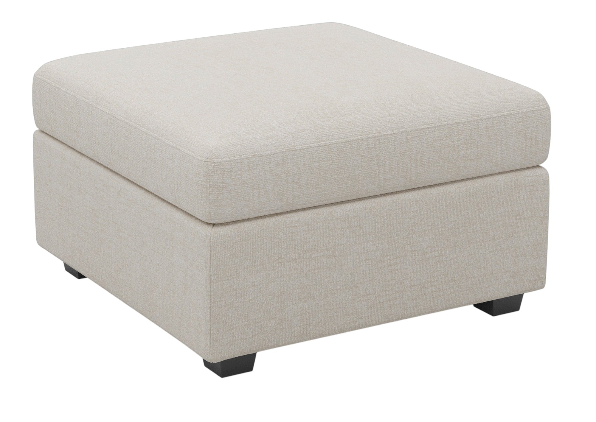 30" Beige and Black Chenille Storage Ottoman