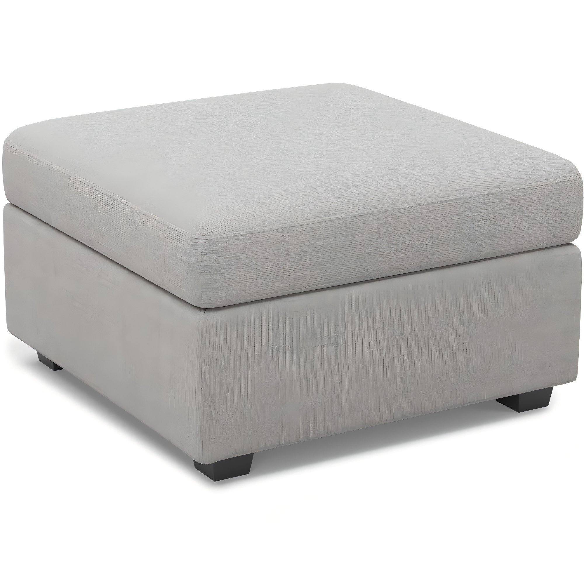 30" Light Gray and Black Chenille Storage Ottoman
