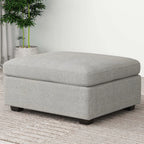 30" Light Gray and Black Chenille Storage Ottoman