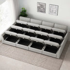 30" Light Gray and Black Chenille Storage Ottoman