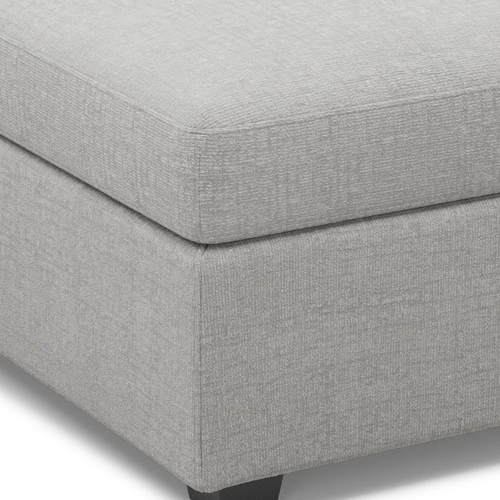 30" Light Gray and Black Chenille Storage Ottoman