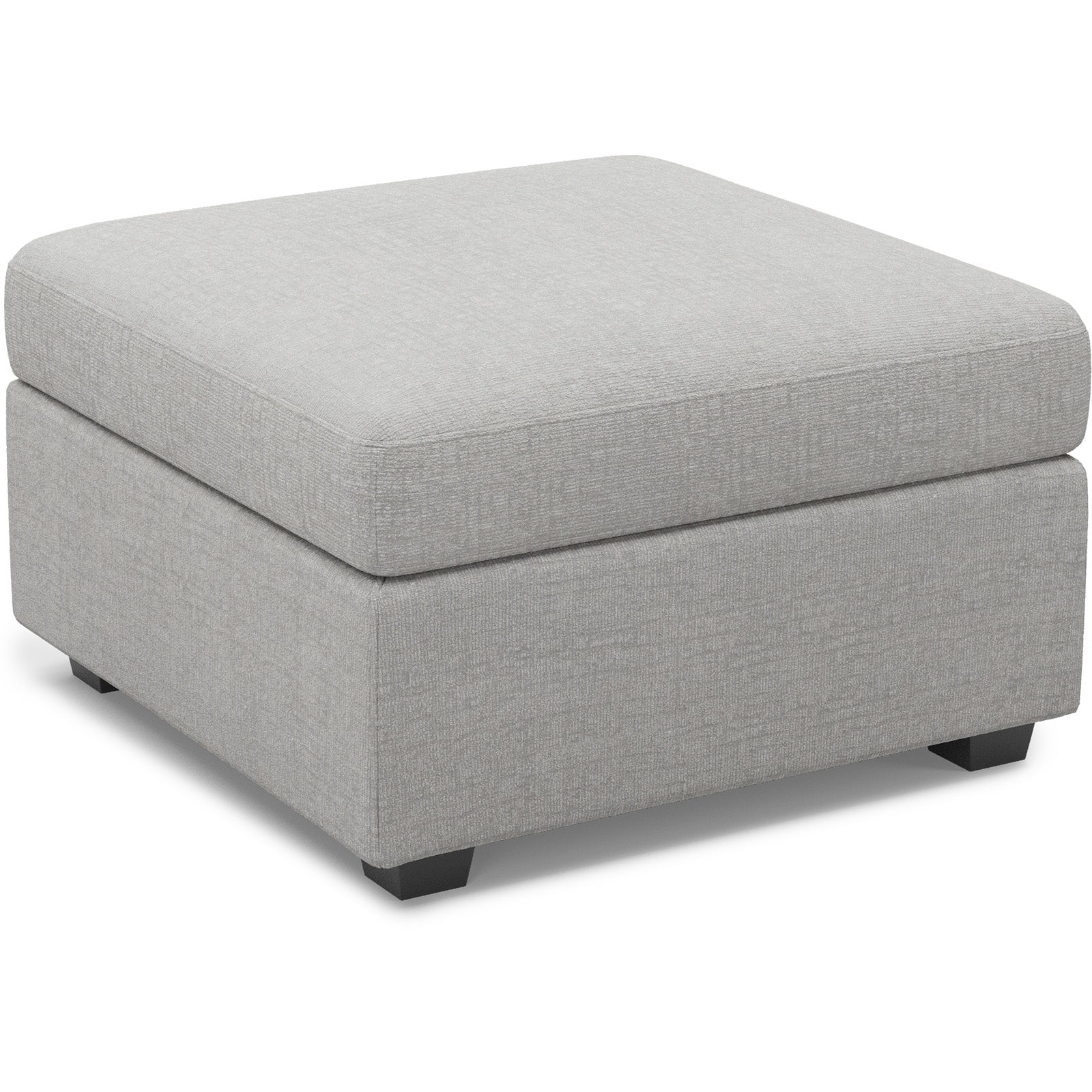 30" Light Gray and Black Chenille Storage Ottoman