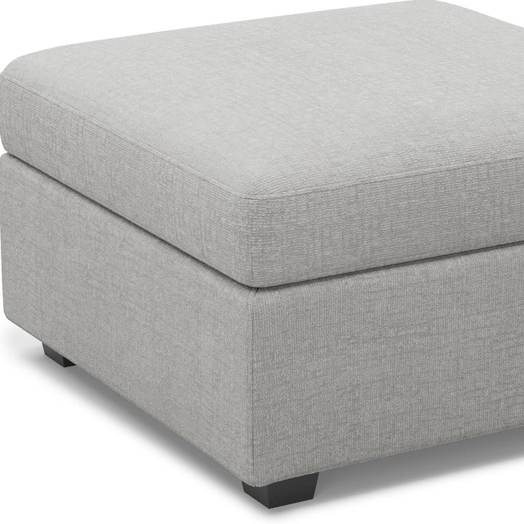 30" Light Gray and Black Chenille Storage Ottoman