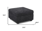30" Gray and Black Chenille Storage Ottoman