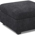 30" Gray and Black Chenille Storage Ottoman