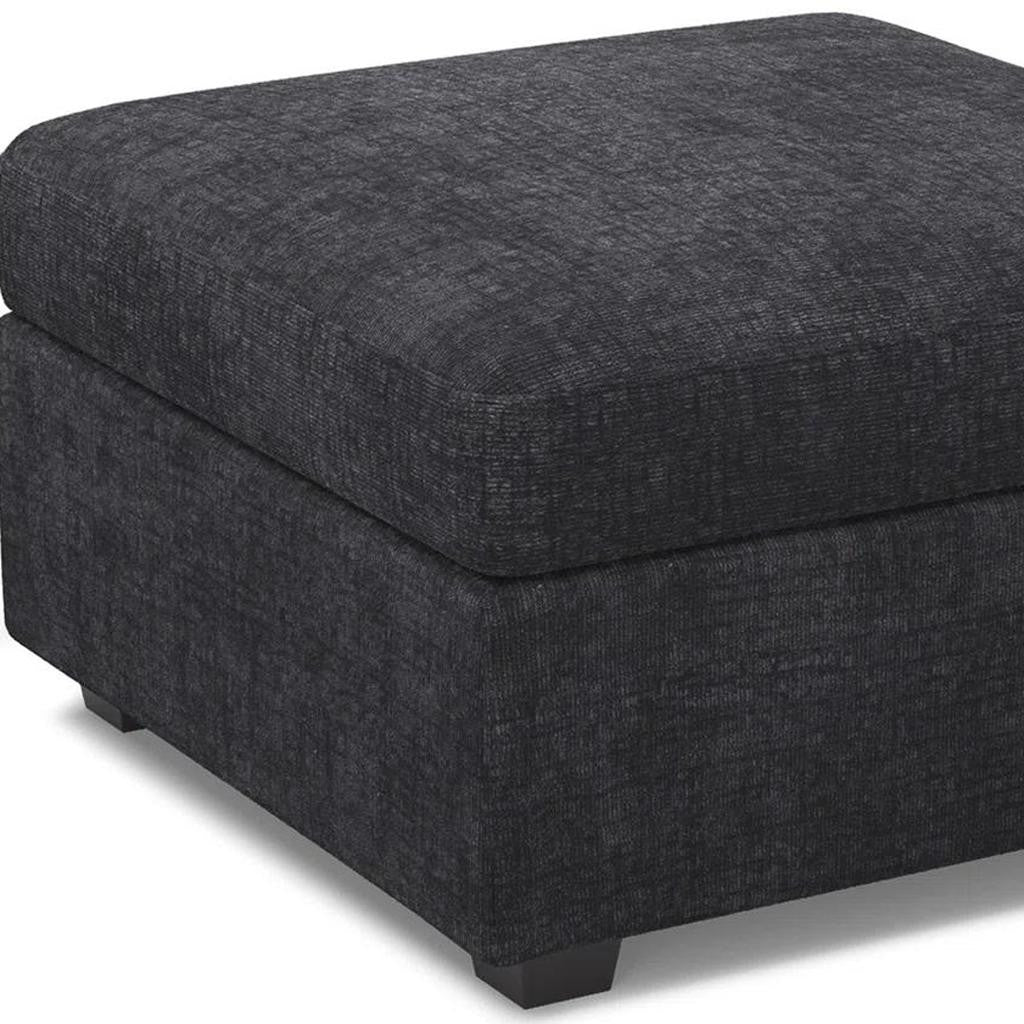 30" Gray and Black Chenille Storage Ottoman