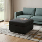 30" Gray and Black Chenille Storage Ottoman