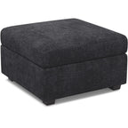 30" Gray and Black Chenille Storage Ottoman