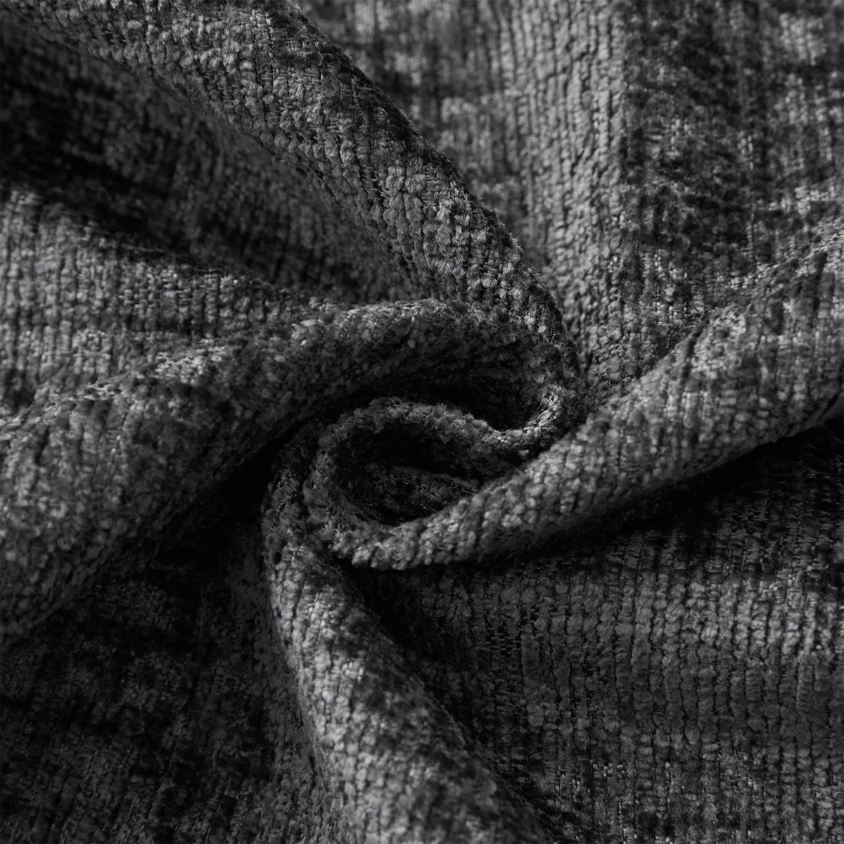 30" Gray and Black Chenille Storage Ottoman