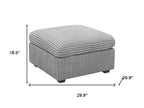 30" Gray and Black Corduroy Storage Ottoman