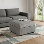 30" Gray and Black Corduroy Storage Ottoman