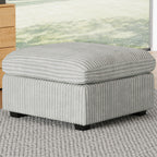30" Gray and Black Corduroy Storage Ottoman