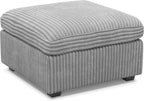30" Gray and Black Corduroy Storage Ottoman