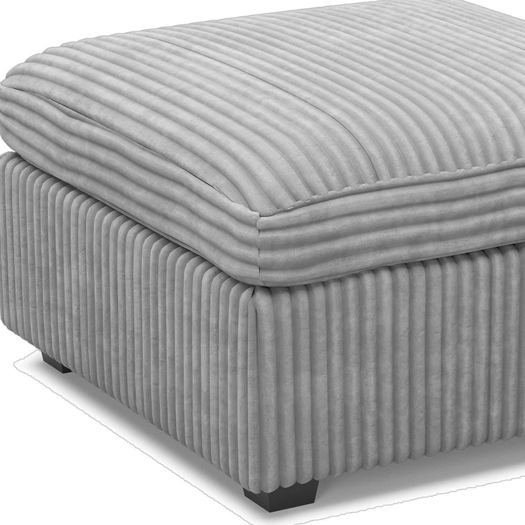 30" Gray and Black Corduroy Storage Ottoman