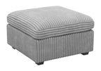 30" Gray and Black Corduroy Storage Ottoman