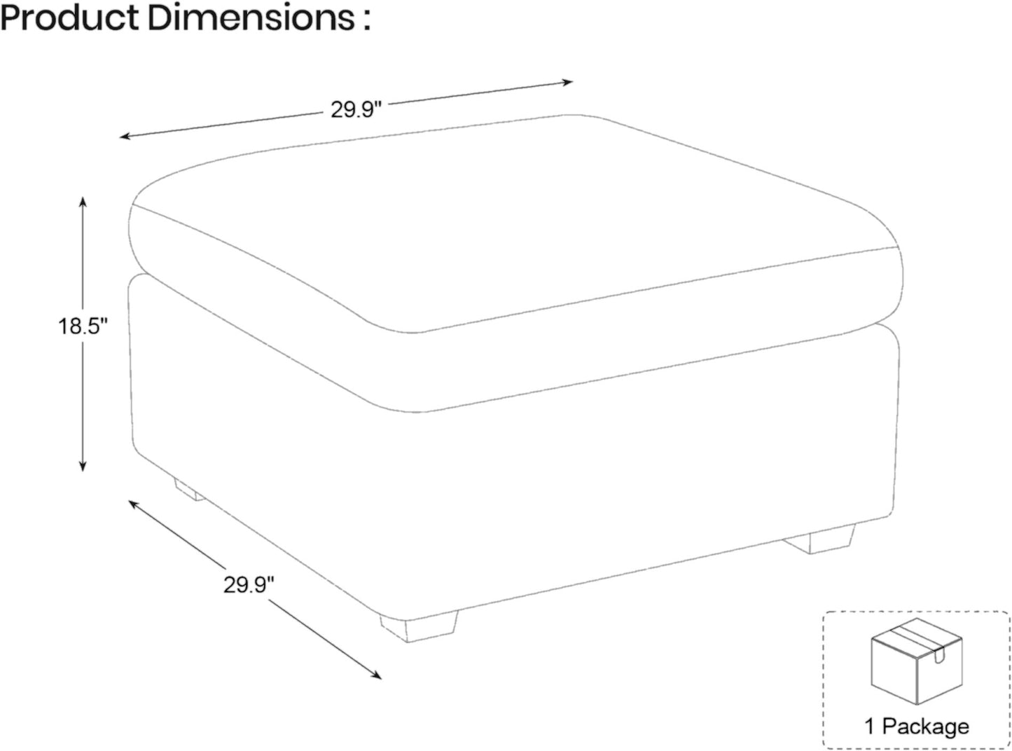 30" Green and Black Corduroy Storage Ottoman
