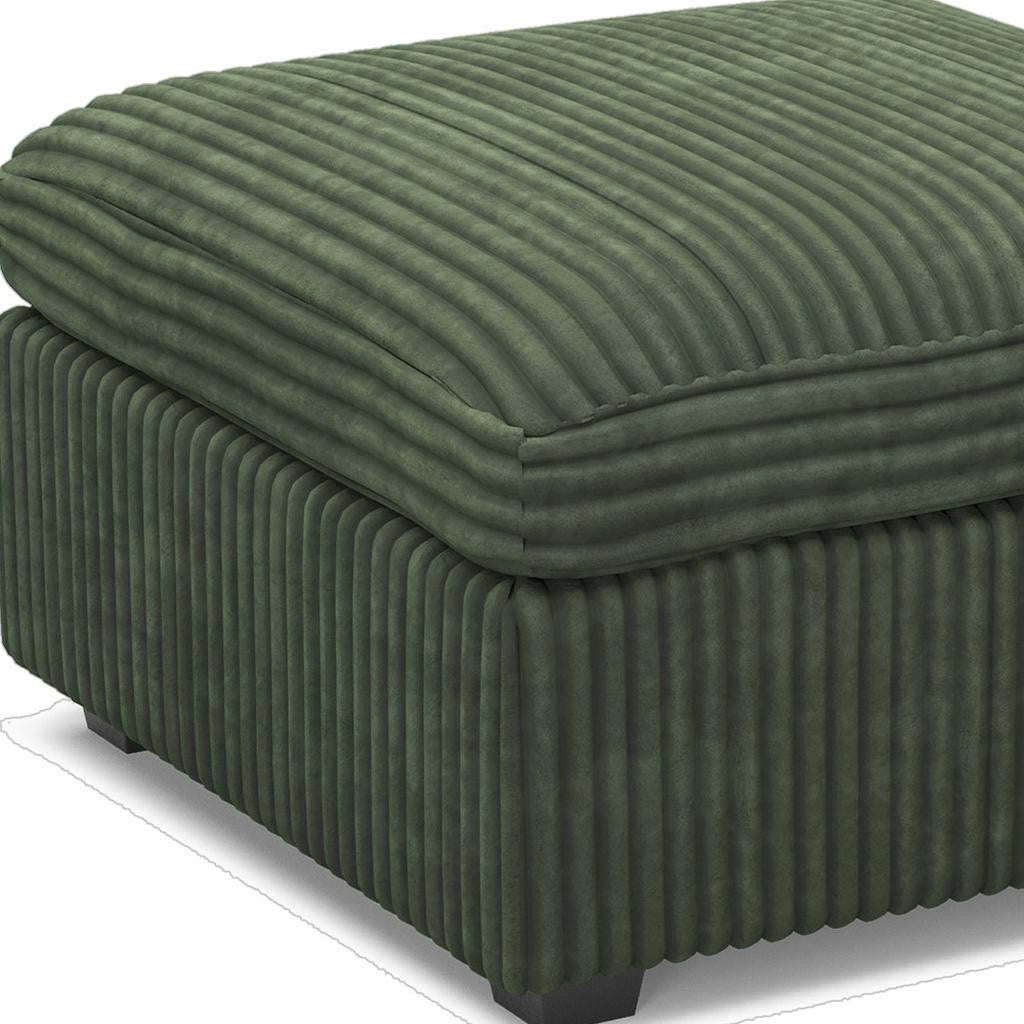 30" Green and Black Corduroy Storage Ottoman