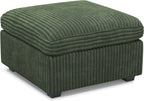 30" Green and Black Corduroy Storage Ottoman