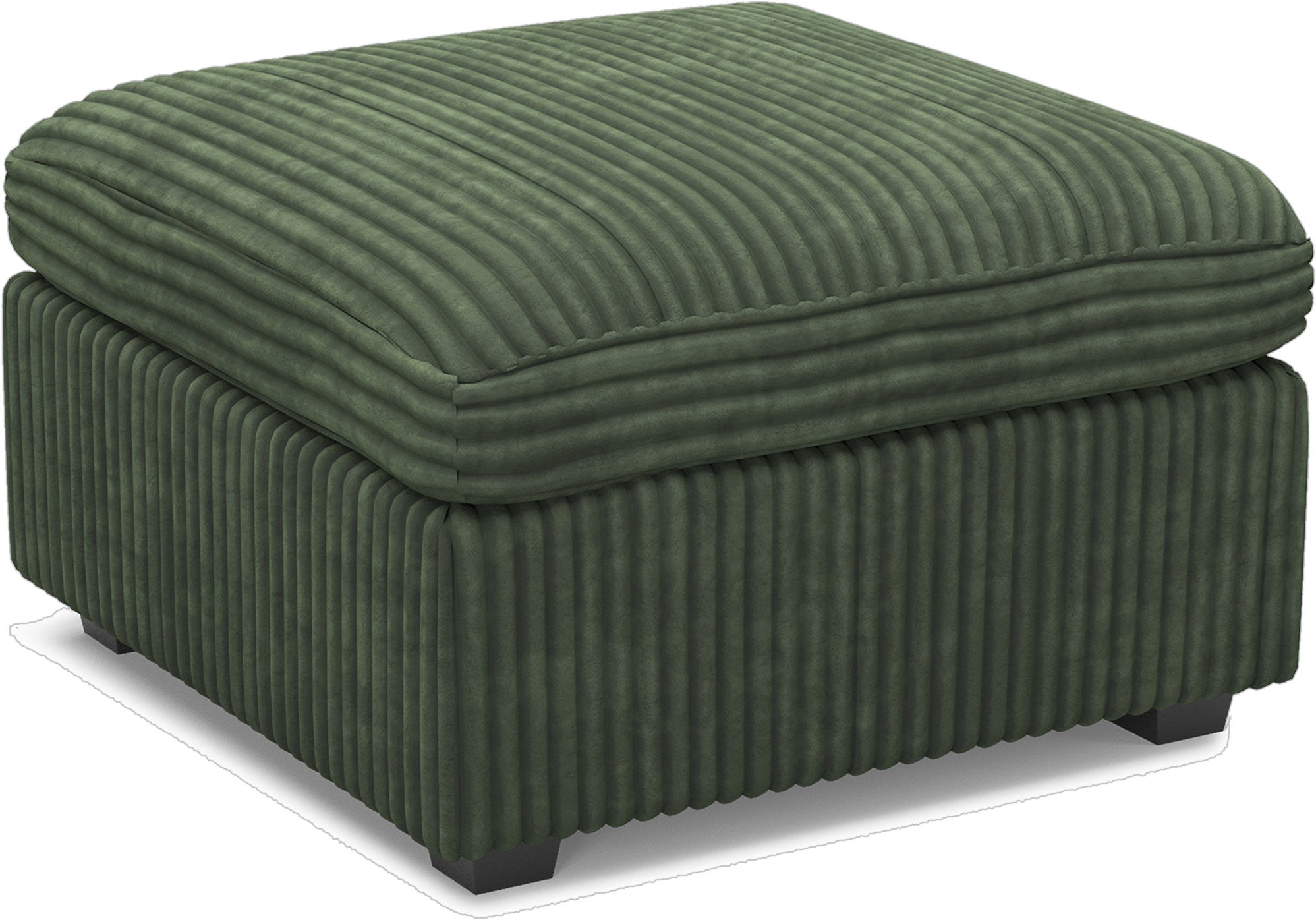 30" Green and Black Corduroy Storage Ottoman