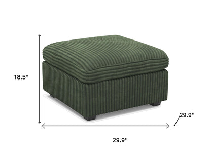 30" Green and Black Corduroy Storage Ottoman