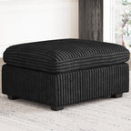 30" Black Corduroy Storage Ottoman