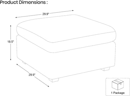 30" Black Corduroy Storage Ottoman
