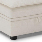 30" Beige and Black Chenille Storage Ottoman