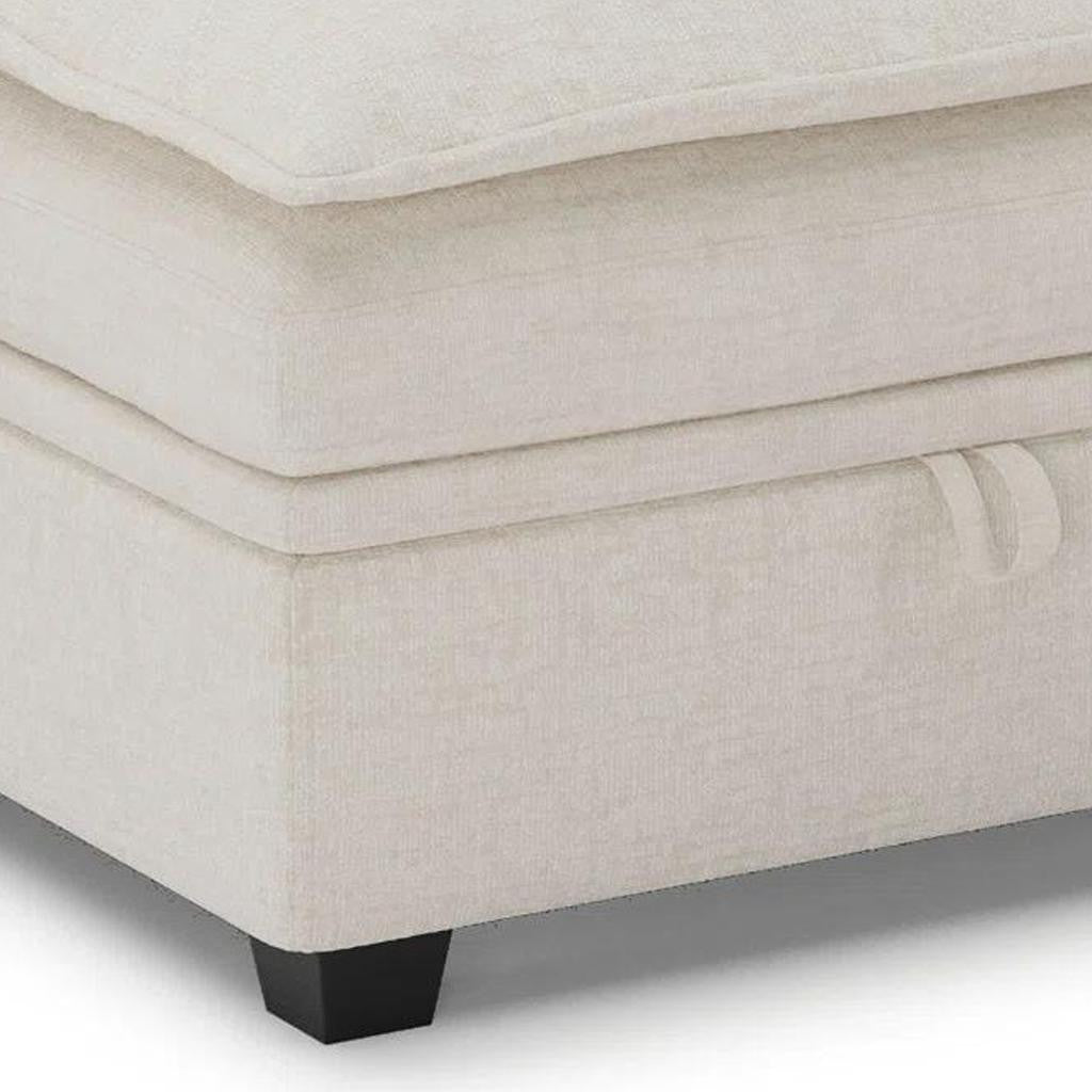 30" Beige and Black Chenille Storage Ottoman