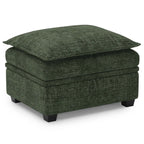 30" Green and Black Chenille Storage Ottoman