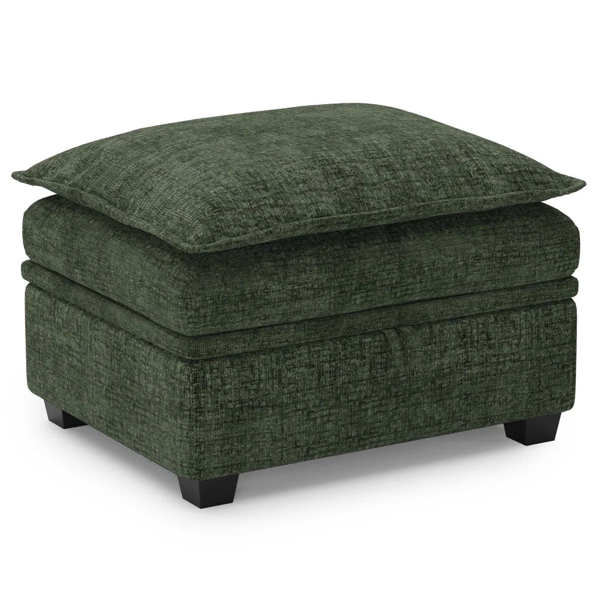 30" Green and Black Chenille Storage Ottoman