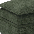 30" Green and Black Chenille Storage Ottoman