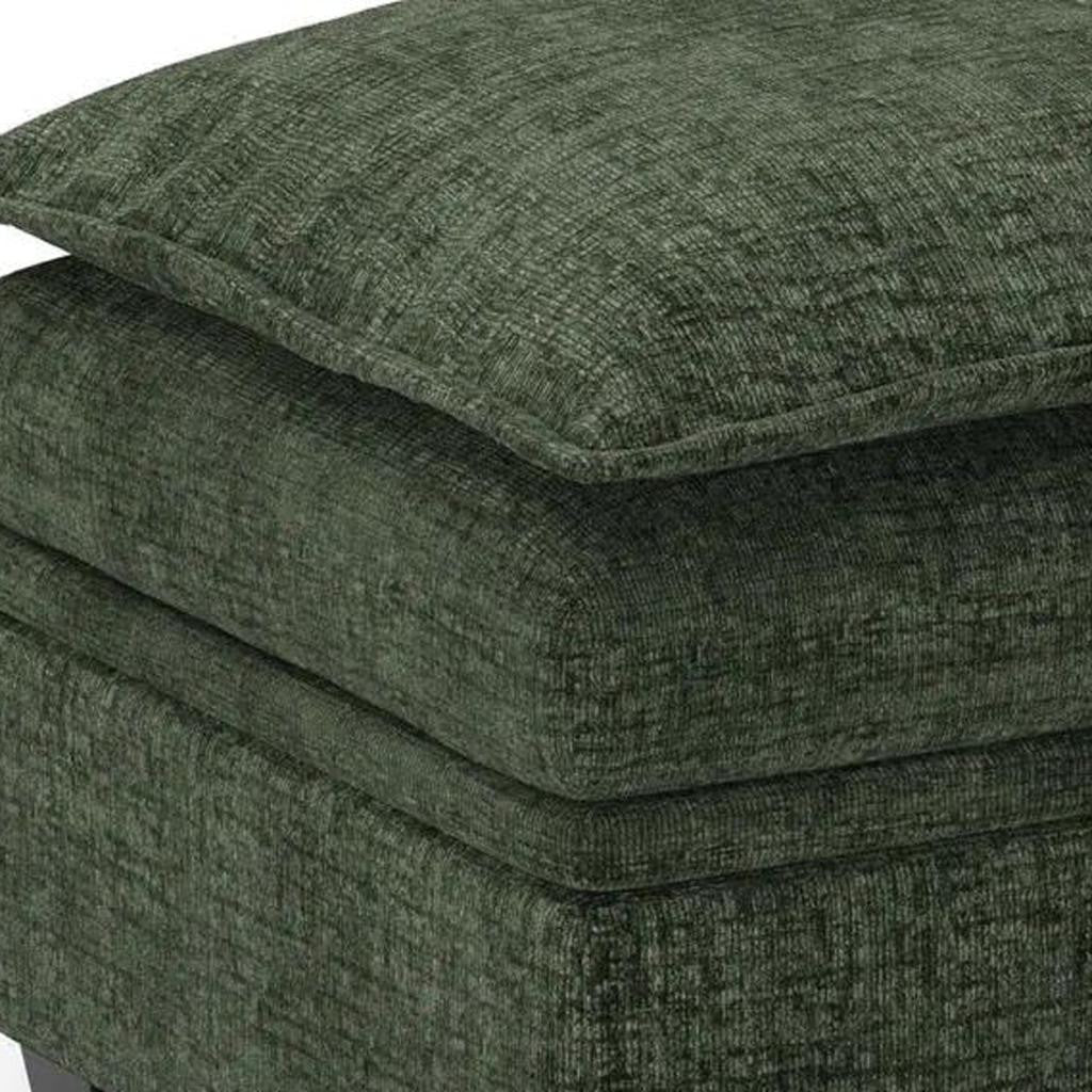 30" Green and Black Chenille Storage Ottoman