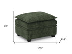 30" Green and Black Chenille Storage Ottoman