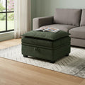 30" Green and Black Chenille Storage Ottoman