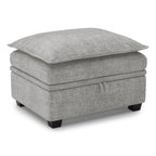 30" Light Gray and Black Chenille Storage Ottoman