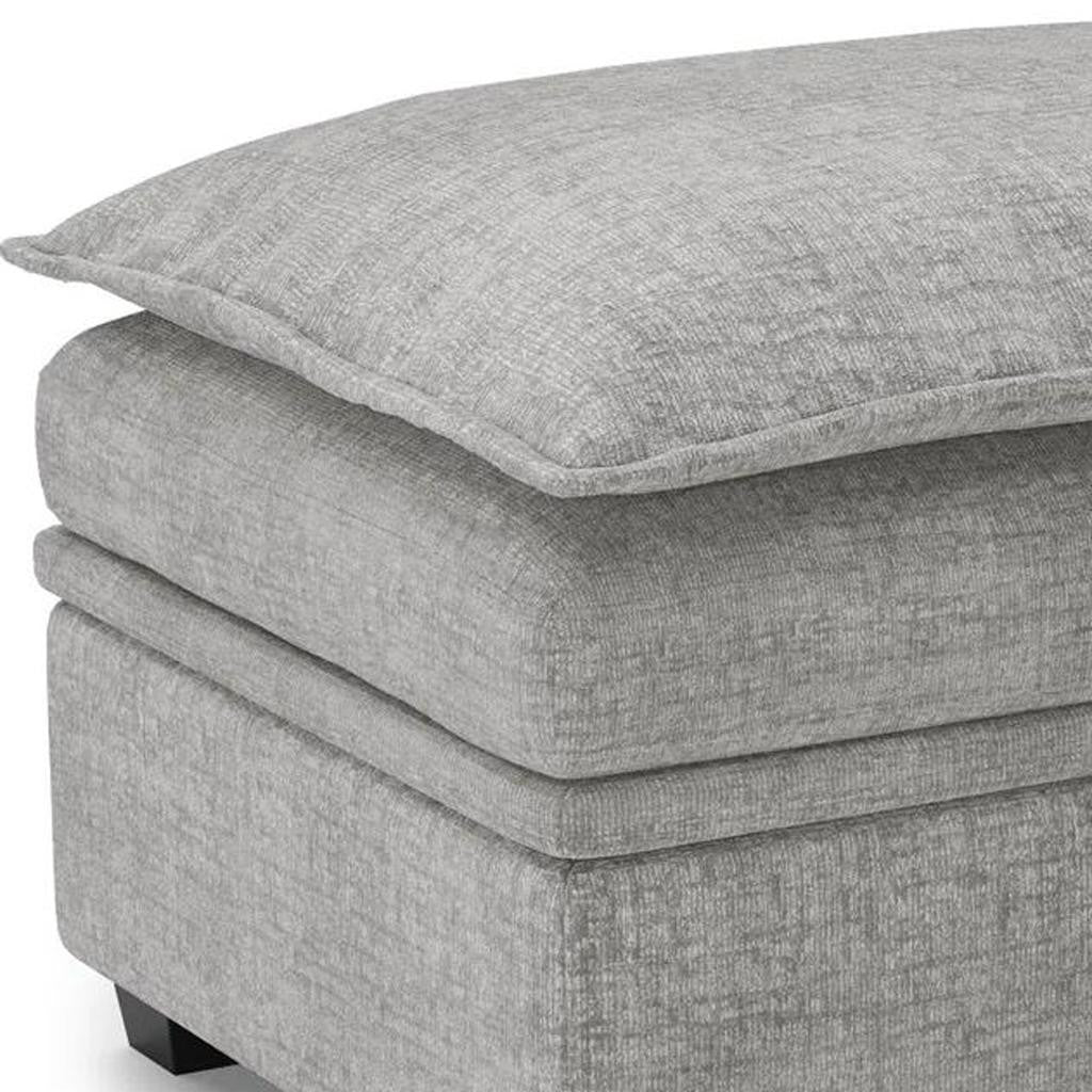 30" Light Gray and Black Chenille Storage Ottoman