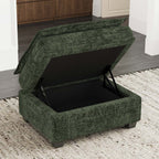 30" Gray and Black Chenille Storage Ottoman