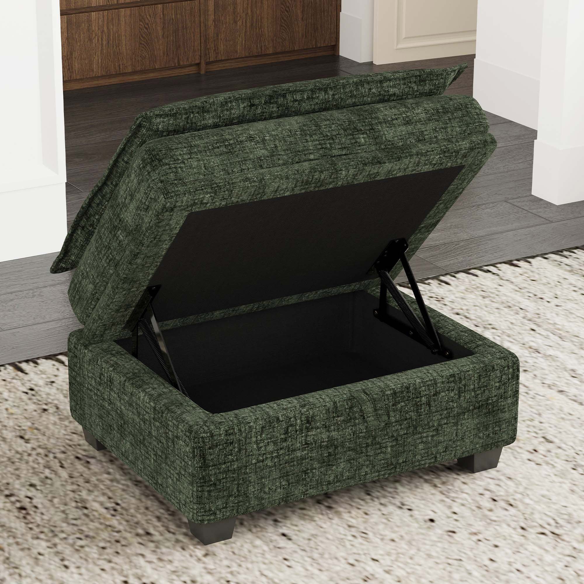 30" Gray and Black Chenille Storage Ottoman