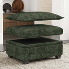 30" Gray and Black Chenille Storage Ottoman