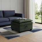 30" Gray and Black Chenille Storage Ottoman