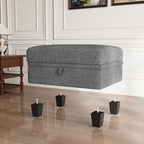 29" Light Gray and Black Chenille Storage Ottoman
